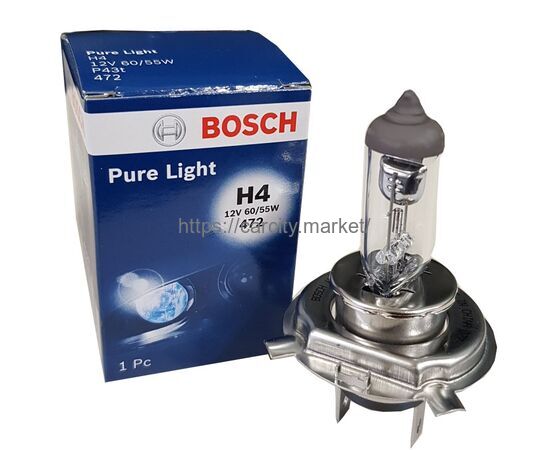 Лампа H4 Pure Light Standard 60/55W BOSCH, изображение 2 в магазине Carcity Market Лампа H4 Pure Light Standard 60/55W BOSCH, изображение 2 купить в Карсти Маркет