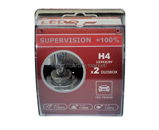 Лампа H4 +100% SuperVision 12V Duobox LEDO купить в Карсти Маркет