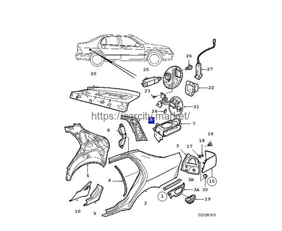 Внутренняя часть правой стойки SAAB 9-5 GM, изображение 2 купить в Карсти Маркет